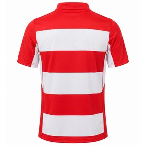 <b>Red</b> White Sublimated Printed Rugby Jersey Short Sleeve Striped Team Shirt Sports Uniform Match Training Wear Athletic Outdoor - Product Image 2