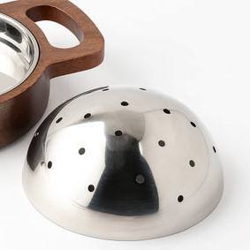 Brûleur d'encens moderne en bois avec couvercle en dôme argenté et poignées latérales – Outil élégant pour la diffusion d'arômes et de parfums domestiques - Product Image 2
