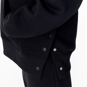 Conjunto de chándal de invierno personalizado para mujer, de encaje sólido, grueso, de 2 piezas, con jersey de manga larga y pantalones jogger de pierna ancha, negro - Product Image 5