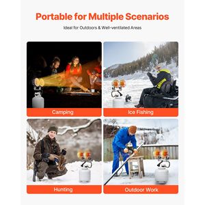 Riscaldatore a Infrarossi Portatile per Serbatoio di Propano, 30000 BTU, Riscaldamento Rapido, 180 Gradi, 3 Impostazioni di Calore per Camper e Auto, Ideale per Pesca sul Ghiaccio - Product Image 6