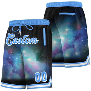 Pantalones Cortos de Baloncesto Personalizados para Hombre, Casuales, Azules, Cintura Elástica, Secado Rápido, Diseño Deportivo, Número 00, Logotipo Frontal - Product Image 4