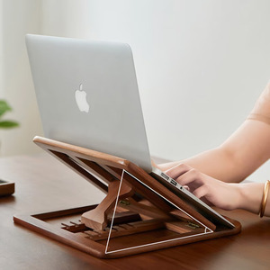 ขาตั้งแล็ปท็อปไม้ ดีไซน์มินิมอล พับได้ ใช้ได้กับ MacBook และโน้ตบุ๊ก  ออกแบบตามหลักสรีรศาสตร์ รูปทรงสี่เหลี่ยมผืนผ้า - Product Image 1
