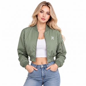Chaqueta Bomber Corta para Mujer con Logotipo Personalizado, Chaqueta de Nailon a la Moda, Chaqueta Corta de Estilo Urbano para Mujer, Chaqueta Ligera Tipo MA Flight - Product Image 3