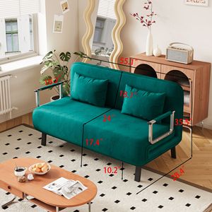 Divano Letto Convertibile Verde Antico da 55 Pollici in Velluto, Pieghevole a Tre Ante con Schienale Regolabile e Cuscino, Chaise Longue Relax by Co - Product Image 5