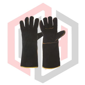 Gants de soudage noirs en cuir de vachette de haute qualité, confortables, protection du devant du bras, manchette de sécurité, antistatiques, résistants aux déchirures - Product Image 1
