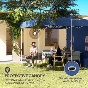 Tenda a Baldacchino Pop-up 3x3 Metri Blu Scuro Resistente con Pareti Laterali UPF50+ e Tasche Portaoggetti, Riparo Solare Istantaneo - Product Image 5