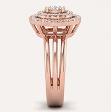 Anillo de Diamantes Naturales con Corte Brillante Redondo para Mujer, Oro Rosa de 14K, Estilo Romántico, Regalo de Compromiso y Aniversario para Ella - Product Image 3