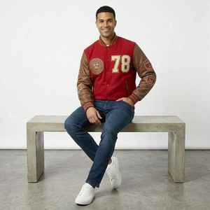 Men's Wool Varsity <b>Jacket</b> Leather Sleeves Chenille Embroidery Winter <b>Letterman</b> <b>Jacket</b> OEM - Product Image 3