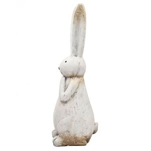 Conejo de Pascua de Magnesio Blanco Texturizado de 9.5x9.5x27.5 Pulgadas con Detalles Dorados Sutiles, Decoración de Pascua - Product Image 6