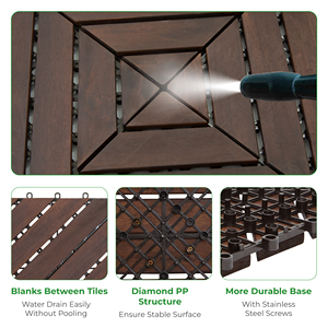 Tuile de terrasse à emboîtement en bois d'acacia FGW-08SRS pour la décoration intérieure pour l'entrée du balcon, la cour ou le jardin à des fins décoratives - Product Image 5