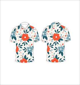 Men’s <b>White</b> Floral Print <b>Polo</b> Shirt Short Sleeve Casual Summer Golf Shirt - Product Image 3