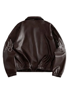 Chaqueta de Cuero Personalizada para Hombre, Estilo Urbano, con Gráfico de Llama Bordado, Chaquetas de Cuero OEM, Tallas Grandes, Chaquetas de Moda Hip Hop - Product Image 2