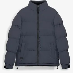 Men's Winter Puffer Jacket Stand Collar Zipper Closure Windproof Casual Style Thick Polyester Wadding Solid <b>Colour</b> - Product Image 1