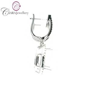 Boucles d'oreilles pendantes en or blanc massif 18 carats PT950 et or rose, pierre naturelle 10,8x6,80 mm, forme poire, poli miroir, cadeau de fiançailles, vente en gros - Product Image 4