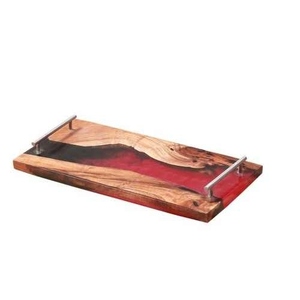 Bandeja de Servir de Madera y Resina Epoxi Hecha a Mano de Lujo, Bandeja Decorativa Premium para Servir Alimentos en el Hogar o Restaurante con Logotipo Personalizado - Product Image 1