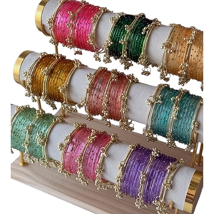 Juego de Brazaletes de Cristal Dorado con Cristales de Estrás, Diseño Floral, Joyería Étnica para Mujer, Pulseras para Fiestas - Product Image 6