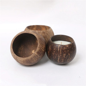 Organic Wax Relaxing Fragrance Rose Scented <b>Candles</b> in Natural Coconut Shell Bowls - Product Image 6