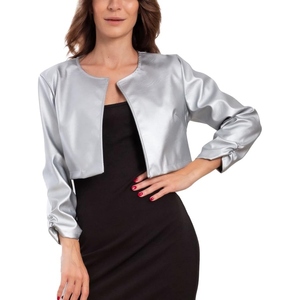 Veste élégante pour femme en cuir de mouton véritable, coupe courte, cuir souple, vêtement d'extérieur moderne - Product Image 6