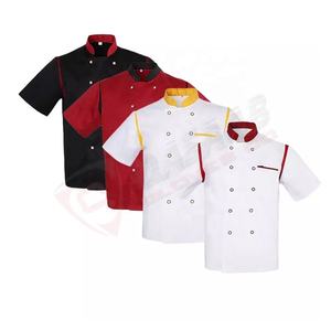 Hommes et femmes cuisinier-cuisine à manches courtes Logo personnalisé coton tissu respirant-cuisine chef uniformes manteaux veste - Product Image 5