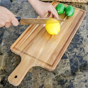 Assured Quality Wooden Chopping Block Rectangle with Handle Solid Wood Kitchen <b>Board</b> 2.0cm Thick Dishwasher Safe Sustainable - Product Image 6