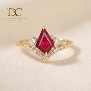 Dhruvansh Creations Bague en or massif 14 carats au design élégant avec diamant de laboratoire et rubis sang de pigeon, luxe pour femme, certifiée IGI - Product Image 2