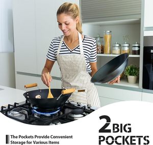 Unisex Adult Black White Striped <b>Kitchen</b> <b>Apron</b> with Pocket and Adjustable Neck Strap OEM Brand - Product Image 5