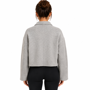 Womens Casual Solid Windproof <b>Teddy</b> Fleece Jacket Long Sleeve Open Front Shawl Collar Short Winter Fashion Outerwear - Product Image 6