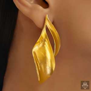 Pendientes colgantes finos PRAO colgantes artísticos con curvas antideslustre - Product Image 4