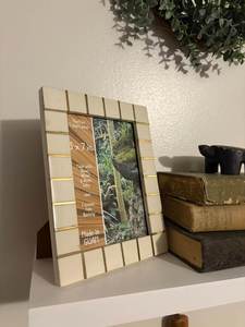 Luxury Handmade Bone Inlay Photo Frame White Bone Mosaic Picture Frame Gold Accent Decorative Tabletop Display Frame Custom <b>Home</b> - Product Image 5