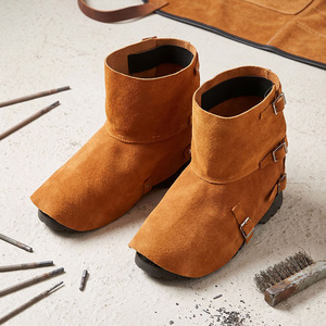 Protège-jambes de soudeur en cuir de vachette pleine fleur de qualité supérieure, résistant à l'usure, ignifuge et imperméable, pour travaux lourds - Product Image 4