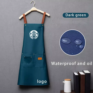 Tabliers de cuisine noirs vierges unisexes pour adultes en coton et polyester imperméables avec logo personnalisé en gros – En stock - Product Image 4