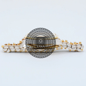 นาฬิกา VANA JEWELS ประดับเพชรโมอิสซาไนต์เต็มเรือน สองสี สำหรับผู้ชาย ตัวเรือนสแตนเลสทรงกลม ระบบควอตซ์ อนาล็อก หรูหรา แฟชั่น - Product Image 3