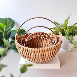Ensemble de 3 paniers gigognes en rotin faits à la main, paniers de rangement en osier naturel, organisateur de maison bohème, décoration moderne du milieu du siècle - Product Image 2
