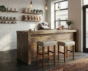 Ensemble de 2 tabourets de bar et de comptoir en cuir PU, ensemble de tabourets capitonnés en cuir PU, ensemble de tabourets rembourrés en PU avec structure en bois massif, hauteur bar et comptoir - Product Image 4