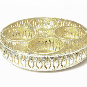 ชุดถาดเงินเยอรมันพร้อมชามเงิน 4 ใบสำหรับใส่ผลไม้อบแห้ง - Product Image 2