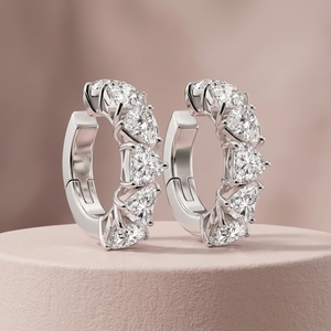 Boucles d'oreilles en diamant en forme de cœur pour femmes, diamant cultivé en laboratoire CVD HPHT, pour mariage et soirées - Product Image 1