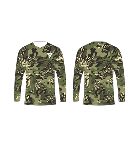 เสื้อยืดแขนยาวลายพรางสีเขียวมะกอกสำหรับผู้ชาย ลายพิมพ์นามธรรมแบบมีเท็กซ์เจอร์ คอกลม สไตล์ลำลอง สตรีทแวร์ เสื้อสำหรับออกกำลังกาย - Product Image 1
