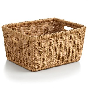 Decorative Natural Fiber Seagrass Storage <b>Basket</b> Handles Durable Design for Living Room Kitchen <b>Bathroom</b> Storage Organization - Product Image 3