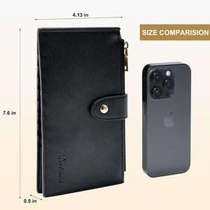 Portefeuille multi-cartes RFID de grande taille pour femmes, avec poche zippée, porte-cartes de crédit - Product Image 3