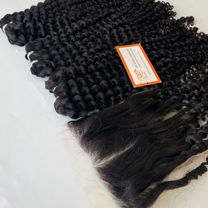 100% Grade 100 Naturel Noir Vague D'eau Style Machine Double Trame 12A Raw Vietnamien Bouclés Extensions de Cheveux pour les Femmes Styling - Product Image 6