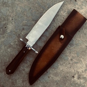 Couteau Bowie à pointe clip faite à la main par Edge Master Manufacture, lame en acier au carbone, manche en bois, étui en cuir, 15 pouces, DIY/Industriel - Product Image 3