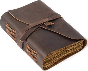 Eco Friendly Genuine Leather <b>Journal</b> Handmade Deckle Edge Paper Blank Vintage Spell Book <b>Writing</b> Diary Sketchbook Office School - Product Image 1