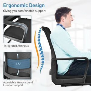 Set di 2 Sedie da Ufficio Ergonomiche con Supporto Lombare per Casa, Ufficio, Soggiorno e Uso Ospedaliero - Product Image 2