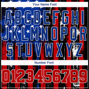 Maillot de baseball authentique personnalisé avec drapeau américain 3D vieilli noir, rouge, bleu roi et blanc, impression par sublimation personnalisée - Product Image 5