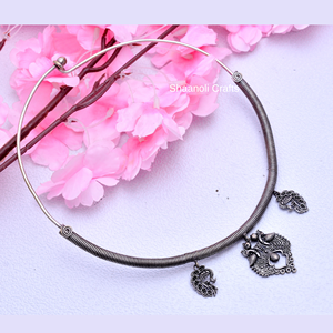 Nouveauté Banjaran Style argent oxydé collier ras du cou collier fait à la main gravé bijoux à motifs pour les mariages et les fêtes - Product Image 2