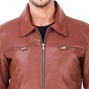 New Style Men's <b>Winter</b> <b>Leather</b> <b>Jacket</b> with Stand Collar Waterproof & Breathable Customizable Color/Size OEM Service - Product Image 3