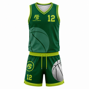 Custom Sublimated Basketball Uniform <b>Men</b> Green Quick Dry Breathable Team Basketball Jersey <b>Shorts</b> Set Training Sportswear - Product Image 1