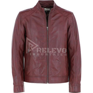 Chaqueta de cuero vintage para hombre, chaqueta de motociclista de cuero auténtico desgastado, estilo retro, en stock. - Product Image 5