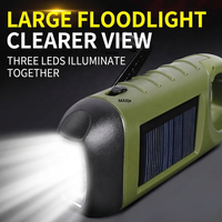 Lampe torche LED solaire à manivelle, torche de camping extérieure et chargeur de téléphone USB, équipement de survie d'urgence
