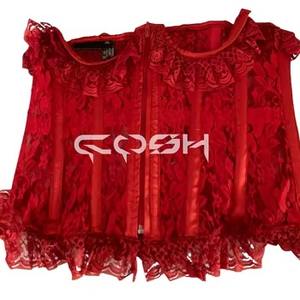 Corset sous-poitrine en dentelle florale rouge avec baleines en acier, idéal pour la Saint-Valentin - Product Image 1